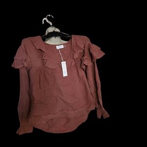 Chic Ruffled Blouse in Warm Brown